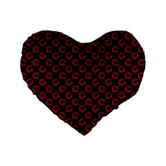 Red Lips Kiss Glitter Standard 16  Premium Heart Shape Cushions by idjy