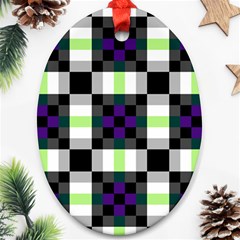 Agender Flag Plaid With Difference Ornament (oval)