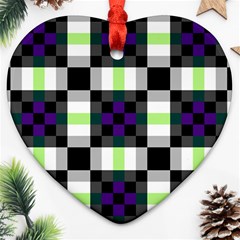 Agender Flag Plaid With Difference Ornament (heart)