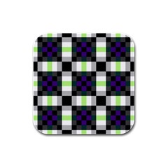 Agender Flag Plaid With Difference Rubber Square Coaster (4 Pack) by WetdryvacsLair