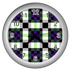 Agender Flag Plaid With Difference Wall Clock (silver) by WetdryvacsLair