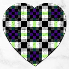 Agender Flag Plaid With Difference Jigsaw Puzzle (heart) by WetdryvacsLair