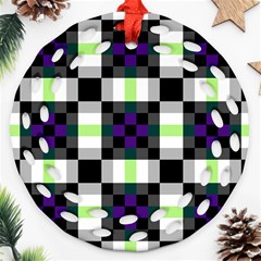 Agender Flag Plaid With Difference Ornament (round Filigree)