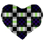 Agender Flag Plaid With Difference Large 19  Premium Heart Shape Cushions Front