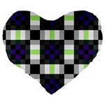 Agender Flag Plaid With Difference Large 19  Premium Heart Shape Cushions Back