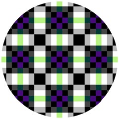 Agender Flag Plaid With Difference Wooden Puzzle Round by WetdryvacsLair