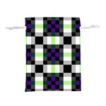 Agender Flag Plaid With Difference Lightweight Drawstring Pouch (M) Front