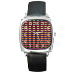 Double Black Diamond Pride Bar Square Metal Watch Front