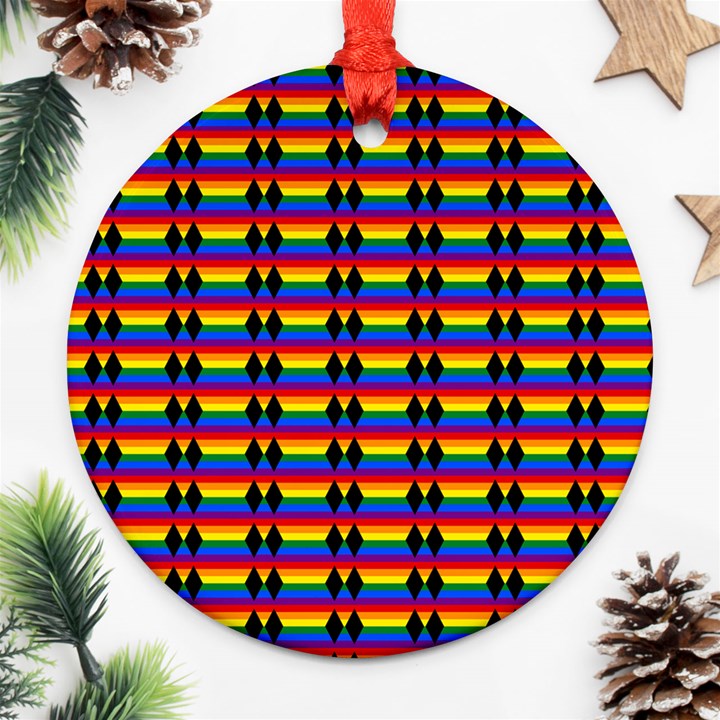 Double Black Diamond Pride Bar Round Ornament (Two Sides)