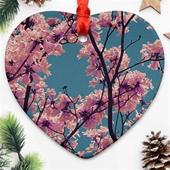 Colorful Floral Leaves Photo Ornament (heart) by dflcprintsclothing