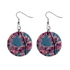 Colorful Floral Leaves Photo Mini Button Earrings by dflcprintsclothing