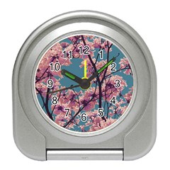 Colorful Floral Leaves Photo Travel Alarm Clock by dflcprintsclothing