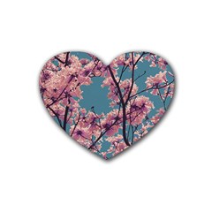 Colorful Floral Leaves Photo Rubber Coaster (heart) by dflcprintsclothing