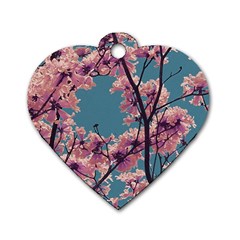 Colorful Floral Leaves Photo Dog Tag Heart (one Side) by dflcprintsclothing