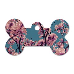 Colorful Floral Leaves Photo Dog Tag Bone (one Side) by dflcprintsclothing