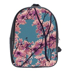 Colorful Floral Leaves Photo School Bag (xl) by dflcprintsclothing