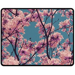 Colorful Floral Leaves Photo Double Sided Fleece Blanket (medium) 