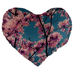 Colorful Floral Leaves Photo Large 19  Premium Flano Heart Shape Cushions by dflcprintsclothing