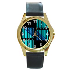 Folding For Science Round Gold Metal Watch by WetdryvacsLair