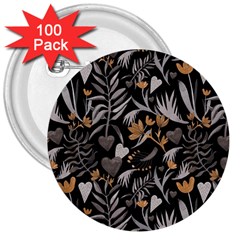   Plants And Hearts In Boho Style No  2 3  Buttons (100 Pack)  by HWDesign