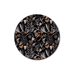   Plants And Hearts In Boho Style No  2 Rubber Coaster (round) by HWDesign