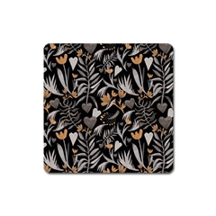   Plants And Hearts In Boho Style No  2 Square Magnet by HWDesign