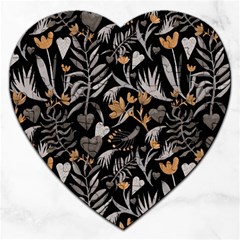   Plants And Hearts In Boho Style No  2 Jigsaw Puzzle (heart) by HWDesign