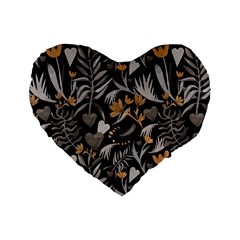   Plants And Hearts In Boho Style No  2 Standard 16  Premium Heart Shape Cushions by HWDesign