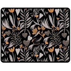   Plants And Hearts In Boho Style No  2 Double Sided Fleece Blanket (medium)  by HWDesign