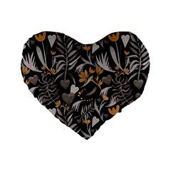   Plants And Hearts In Boho Style No  2 Standard 16  Premium Flano Heart Shape Cushions by HWDesign