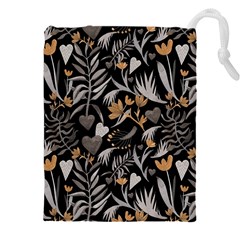   Plants And Hearts In Boho Style No  2 Drawstring Pouch (5xl) by HWDesign