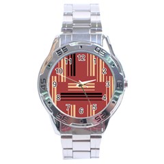 Abstract Pattern Geometric Backgrounds   Stainless Steel Analogue Watch by Eskimos