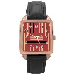 Abstract Pattern Geometric Backgrounds   Rose Gold Leather Watch  by Eskimos