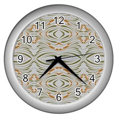 Folk Flowers Print Floral Pattern Ethnic Art Wall Clock (silver) by Eskimos