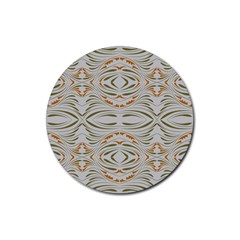 Folk Flowers Print Floral Pattern Ethnic Art Rubber Round Coaster (4 Pack) by Eskimos