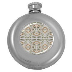 Folk Flowers Print Floral Pattern Ethnic Art Round Hip Flask (5 Oz) by Eskimos