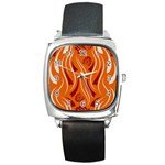 Folk flowers print Floral pattern Ethnic art Square Metal Watch Front