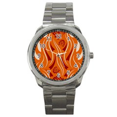 Folk Flowers Print Floral Pattern Ethnic Art Sport Metal Watch by Eskimos