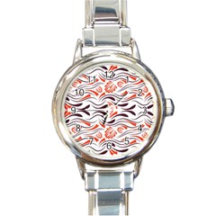 Folk Flowers Print Floral Pattern Ethnic Art Round Italian Charm Watch by Eskimos