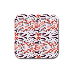 Folk Flowers Print Floral Pattern Ethnic Art Rubber Square Coaster (4 Pack) by Eskimos