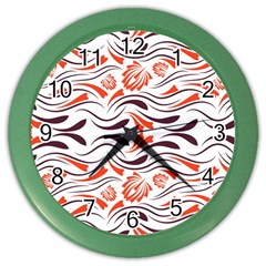 Folk Flowers Print Floral Pattern Ethnic Art Color Wall Clock