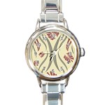 Folk flowers print Floral pattern Ethnic art Round Italian Charm Watch Front