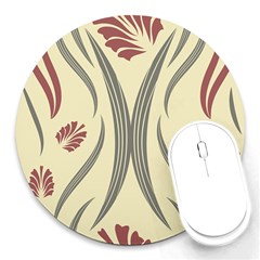 Folk Flowers Print Floral Pattern Ethnic Art Round Mousepads by Eskimos