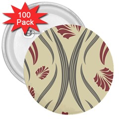 Folk flowers print Floral pattern Ethnic art 3  Buttons (100 pack) 