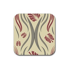 Folk Flowers Print Floral Pattern Ethnic Art Rubber Coaster (square) by Eskimos