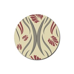 Folk Flowers Print Floral Pattern Ethnic Art Rubber Coaster (round) by Eskimos