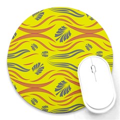 Folk Flowers Print Floral Pattern Ethnic Art Round Mousepads by Eskimos