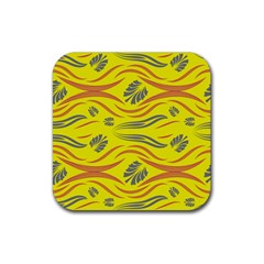 Folk Flowers Print Floral Pattern Ethnic Art Rubber Coaster (square) by Eskimos