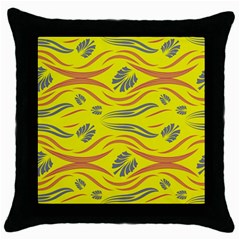 Folk Flowers Print Floral Pattern Ethnic Art Throw Pillow Case (black) by Eskimos