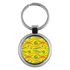 Folk Flowers Print Floral Pattern Ethnic Art Key Chain (round) by Eskimos